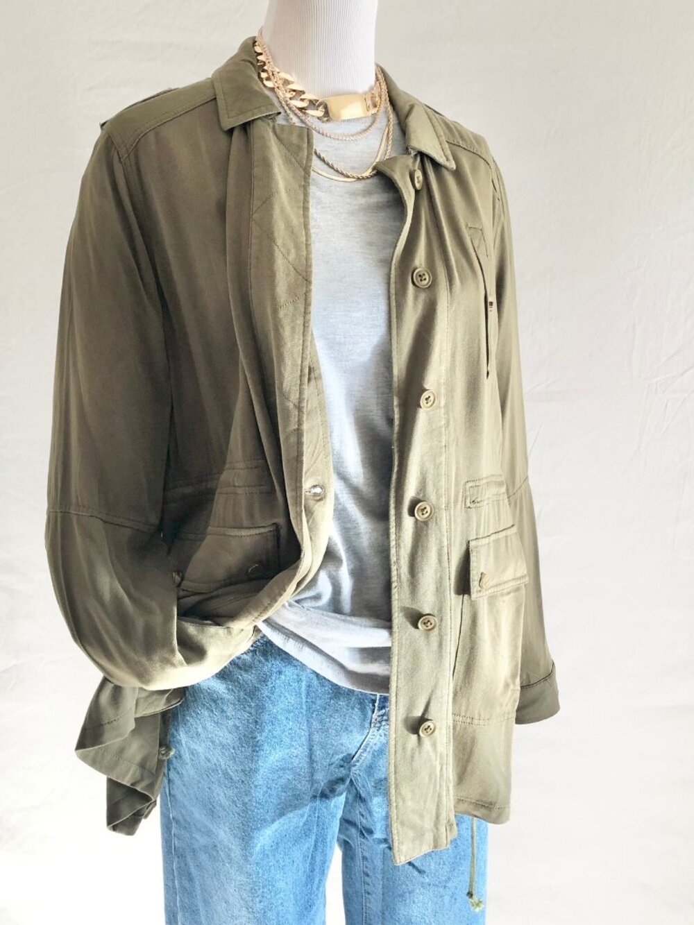 Dance & Marvel Olive Green Twill Parka Jacket Size M